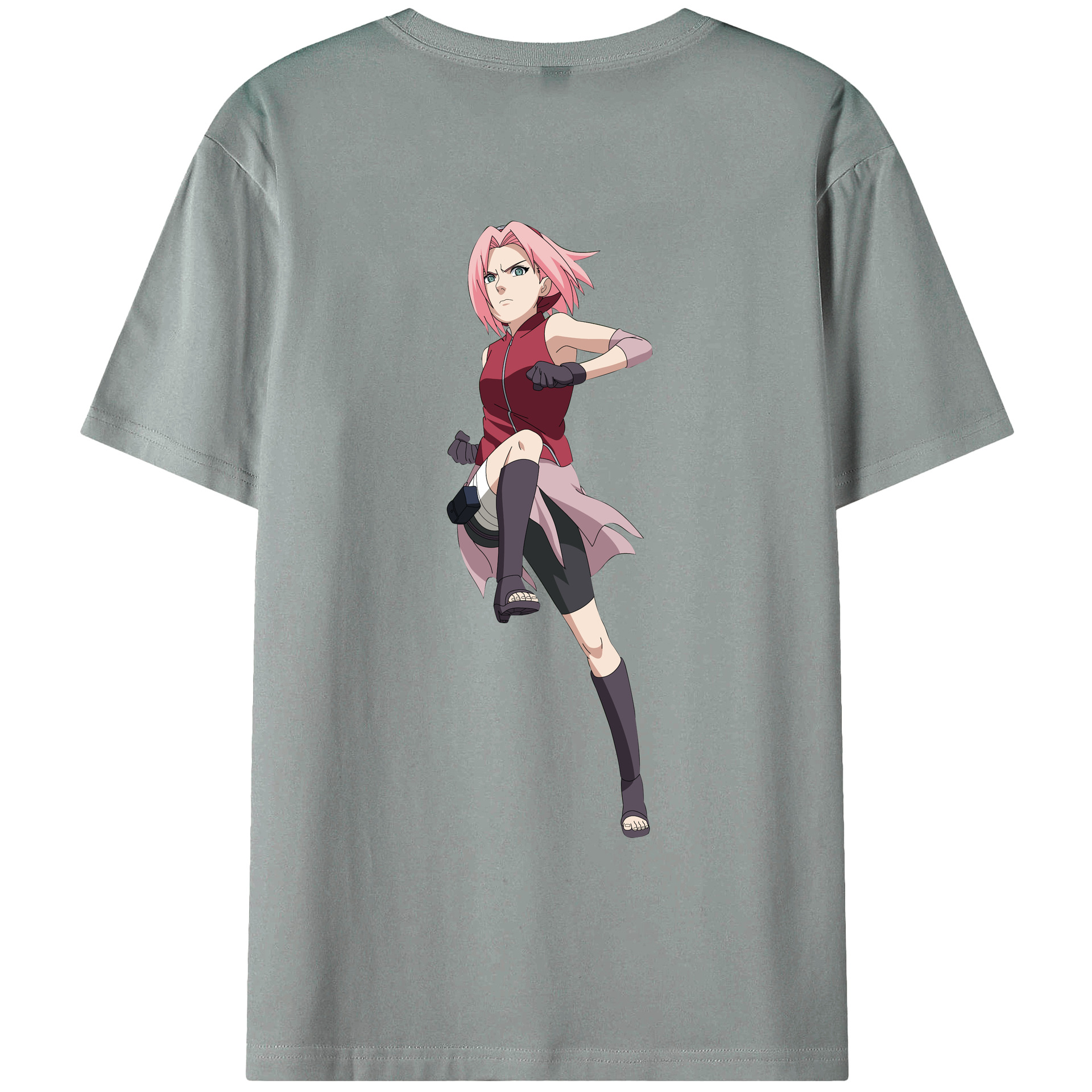 （画像用） NARUTO -ナルト- 春野サクラ Haruno Sakura 綿100％ メンズ半袖Tシャツ（バックプリント） 通気性